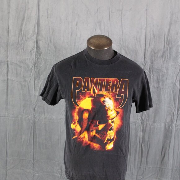 Retro Band Shirt - Pantera Flaming Pig Skull Graphic - Men's Medium - Picture 3 of 8